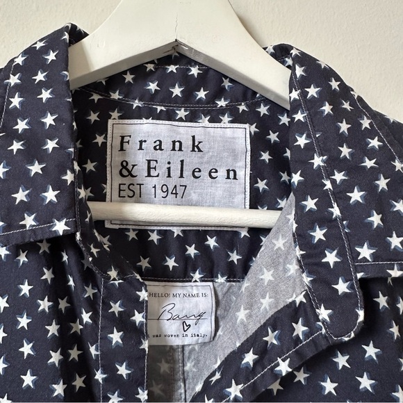 Frank & Eileen Barry  Brushed Cotton Button Up In Navy Stars Size L - Picture 4 of 10
